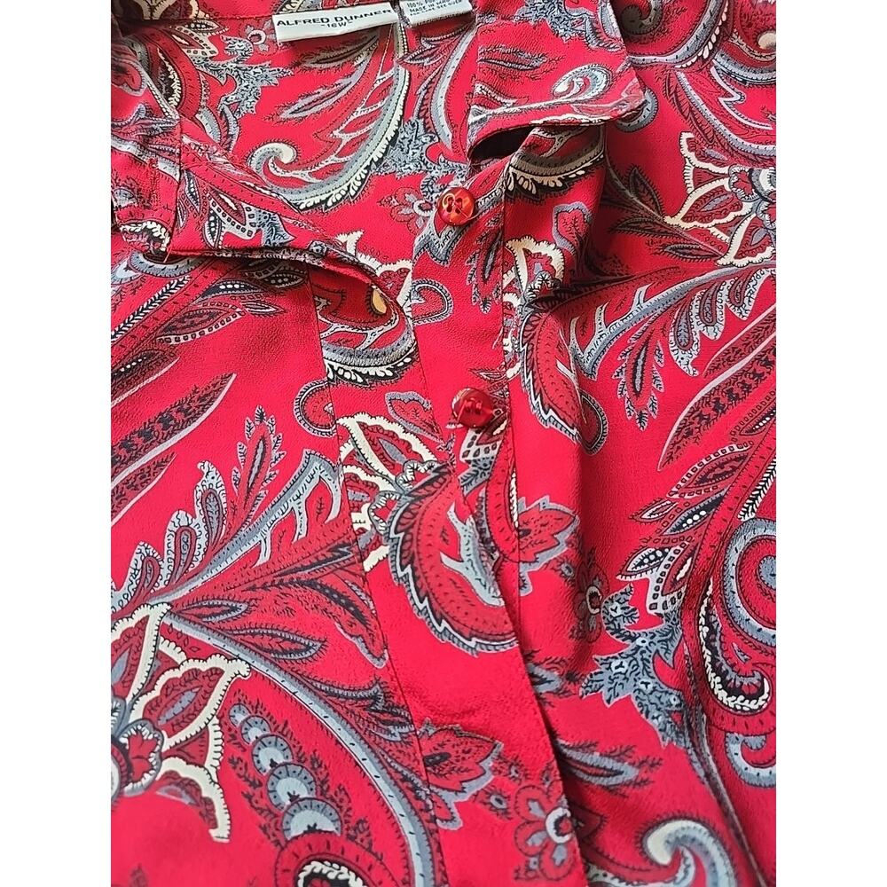Alfred Dunner Women's Sz 16W Red Paisley Floral Long Sleeve Blouse Flowy Casual - Picture 3 of 9
